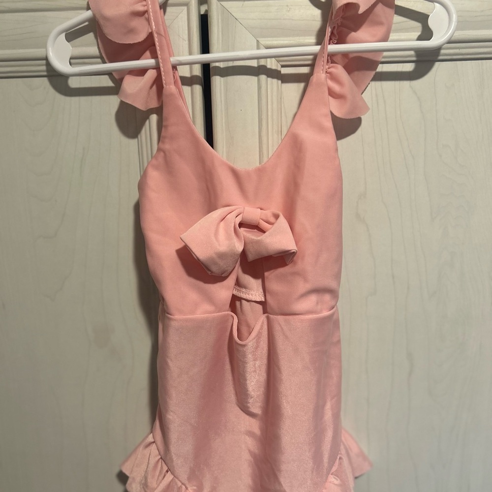 Adorable Pink Swimsuit with Ruffles
